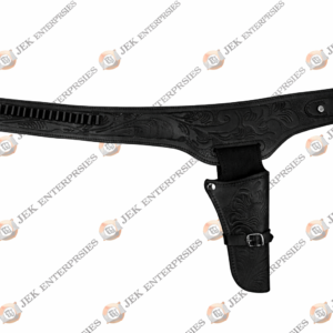 Hand Tooled Leather Gun Belt with Single Holster