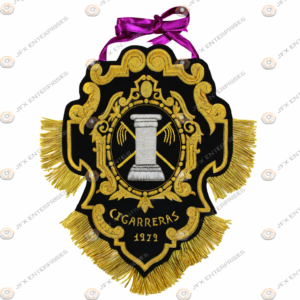 Hand-Embroidered Banner or Pennant Cigarreras Family Coat Of Arm