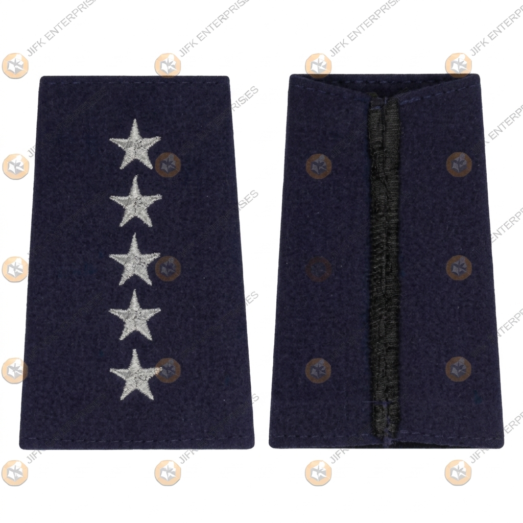 Dark Navy Embroidered 5 Star Epaulette Rank Slides