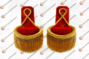 Red Velvet & Gold Bullion Ceremonial Epaulettes (Pair)