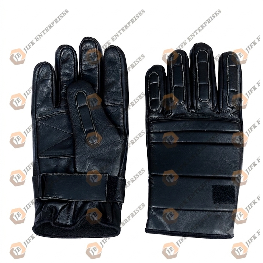 Leather Tactical Riot Gloves, Leather Padded Combat Gloves, Heavy Duty Leather Police Gloves